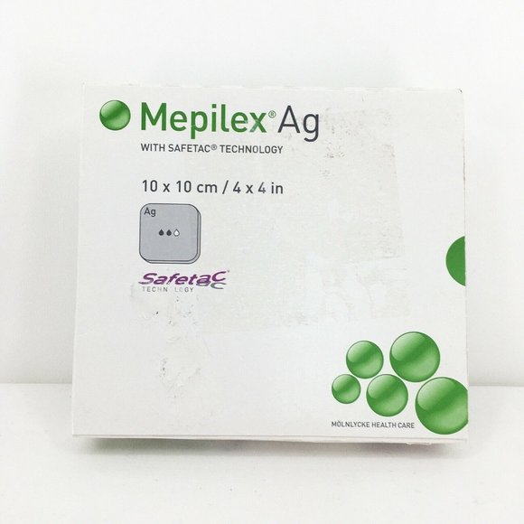 5-Pieces Molnlycke Mepilex Ag 4" x 4" Antimicrobial Soft Foam Dressings 287100 - Picture 1 of 4